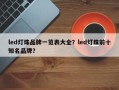 led灯珠品牌一览表大全？led灯珠前十知名品牌？